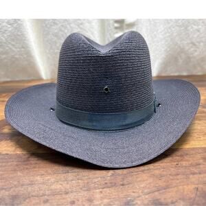 The Lawman Genuine Milan Navy Blue Men's Vintage Trooper Officer Hat Size 7 1/8